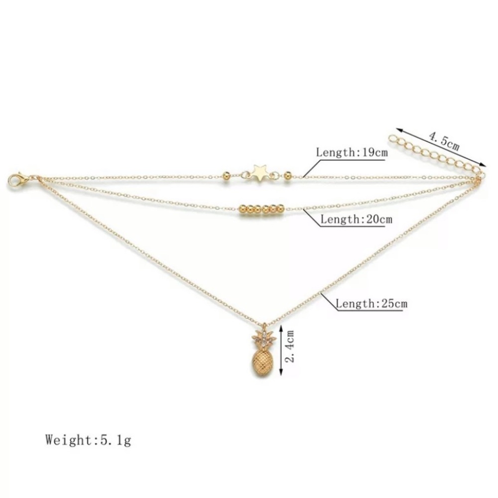 New Anklet Pineapple Star Double Layer Bracelet - Picture 3 of 5